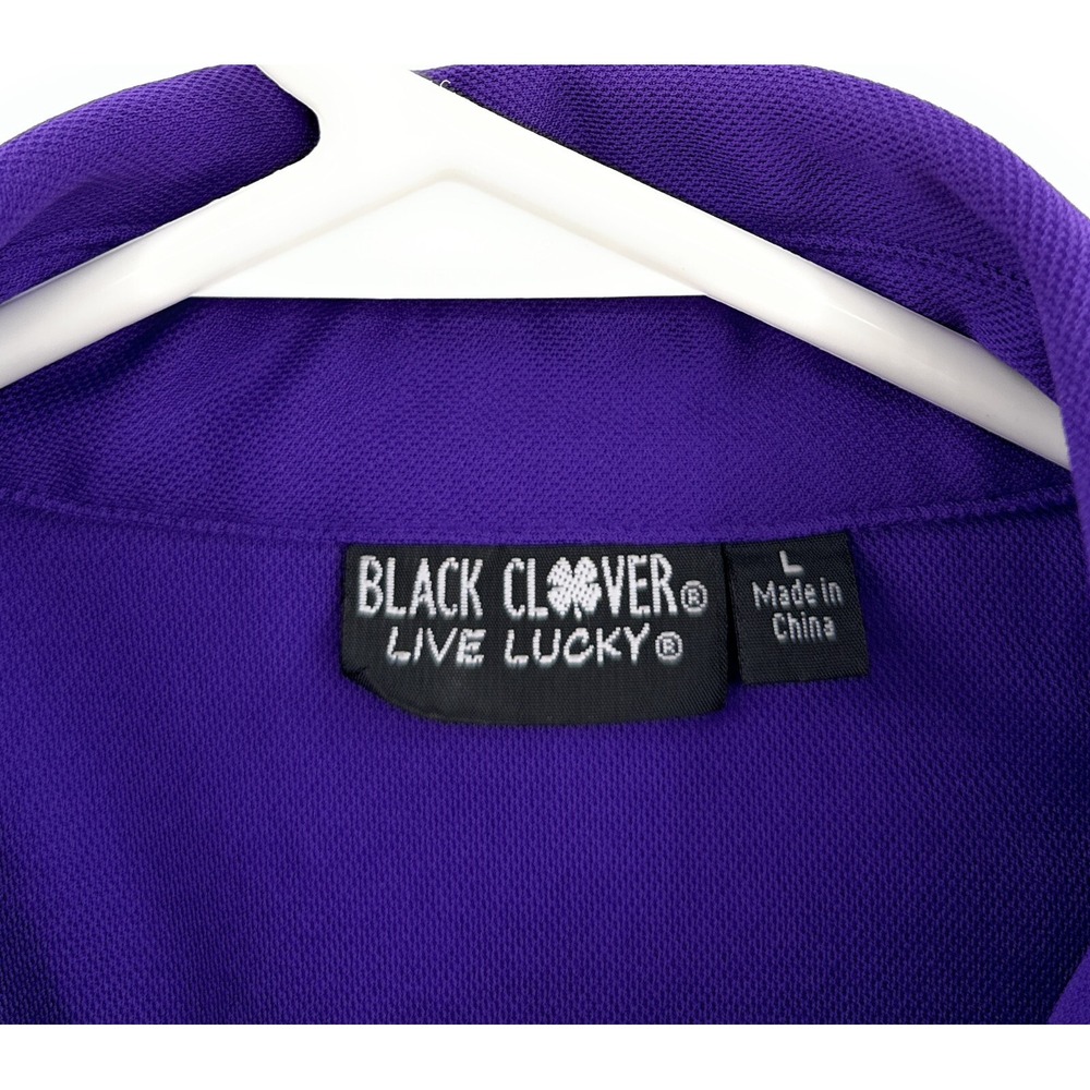 Black Clover Golf Live Lucky Polo Shirt Mens Large Purple - Picture 2 of 5